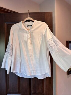 Lauren Ralph Lauren White Crochet Panel Boho Tunic